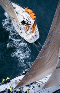 Rolex Commodores Cup 1996. The Solent, Cowes, Isle of Wight, UK. Three boat teams from around the world compete for the coveted RORC trophy. The event is hosted by the Royal Yacht Squadron.