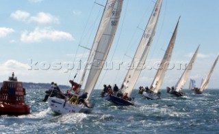 Rolex Commodores Cup 1996. The Solent, Cowes, Isle of Wight, UK. Three boat teams from around the world compete for the coveted RORC trophy. The event is hosted by the Royal Yacht Squadron.