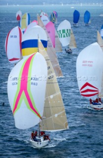 Rolex Commodores Cup 1996. The Solent, Cowes, Isle of Wight, UK. Three boat teams from around the world compete for the coveted RORC trophy. The event is hosted by the Royal Yacht Squadron.