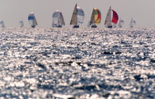 Rolex Commodores Cup 1996. The Solent, Cowes, Isle of Wight, UK. Three boat teams from around the world compete for the coveted RORC trophy. The event is hosted by the Royal Yacht Squadron.