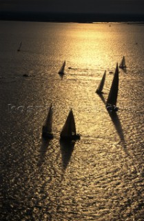 Rolex Commodores Cup 1996. The Solent, Cowes, Isle of Wight, UK. Three boat teams from around the world compete for the coveted RORC trophy. The event is hosted by the Royal Yacht Squadron.