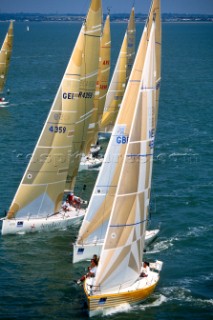 Rolex Commodores Cup 1996. The Solent, Cowes, Isle of Wight, UK. Three boat teams from around the world compete for the coveted RORC trophy. The event is hosted by the Royal Yacht Squadron.