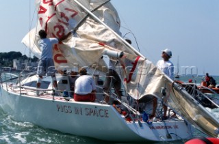 Rolex Commodores Cup 1996. The Solent, Cowes, Isle of Wight, UK. Three boat teams from around the world compete for the coveted RORC trophy. The event is hosted by the Royal Yacht Squadron.