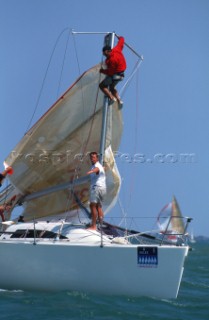 Rolex Commodores Cup 1996. The Solent, Cowes, Isle of Wight, UK. Three boat teams from around the world compete for the coveted RORC trophy. The event is hosted by the Royal Yacht Squadron.