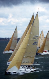 Rolex Commodores Cup 1998. The Solent, Cowes, Isle of Wight, UK. Three boat teams from around the world compete for the coveted RORC trophy. The event is hosted by the Royal Yacht Squadron.