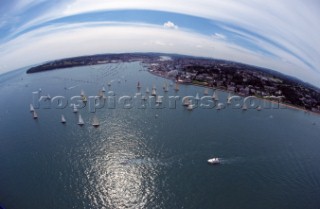 Rolex Commodores Cup 1998. The Solent, Cowes, Isle of Wight, UK. Three boat teams from around the world compete for the coveted RORC trophy. The event is hosted by the Royal Yacht Squadron.