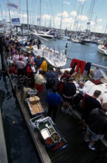 Rolex Commodores Cup 1998. The Solent, Cowes, Isle of Wight, UK. Three boat teams from around the world compete for the coveted RORC trophy. The event is hosted by the Royal Yacht Squadron.