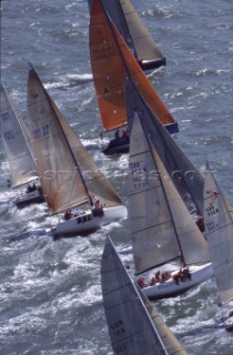 Rolex Commodores Cup 2000. The Solent, Cowes, Isle of Wight, UK. Three boat teams from around the world compete for the coveted RORC trophy. The event is hosted by the Royal Yacht Squadron.