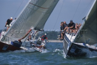 Rolex Commodores Cup 2002. The Solent, Cowes, Isle of Wight, UK. Three boat teams from around the world compete for the coveted RORC trophy. The event is hosted by the Royal Yacht Squadron.