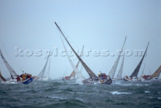 Rolex Fastnet Race 2001. The Solent, Cowes, Isle of Wight, UK. Organised by the RORC, the race starts in Cowes, rounds the famous Fastnet Lighthouse in Ireland, with a finish in Plymouth, UK.