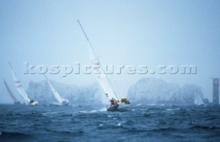 Rolex Fastnet Race 2001. The Solent, Cowes, Isle of Wight, UK. Organised by the RORC, the race starts in Cowes, rounds the famous Fastnet Lighthouse in Ireland, with a finish in Plymouth, UK.