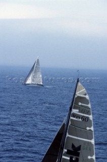 Rolex Fastnet Race 2001. The Solent, Cowes, Isle of Wight, UK. Organised by the RORC, the race starts in Cowes, rounds the famous Fastnet Lighthouse in Ireland, with a finish in Plymouth, UK.