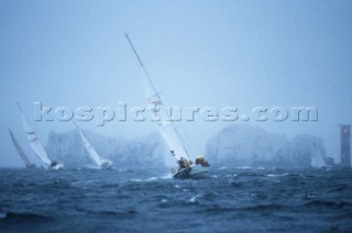 Rolex Fastnet Race 2001. The Solent, Cowes, Isle of Wight, UK. Organised by the RORC, the race starts in Cowes, rounds the famous Fastnet Lighthouse in Ireland, with a finish in Plymouth, UK.