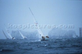 Rolex Fastnet Race 2001. The Solent, Cowes, Isle of Wight, UK. Organised by the RORC, the race starts in Cowes, rounds the famous Fastnet Lighthouse in Ireland, with a finish in Plymouth, UK.