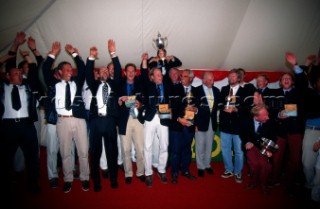 Rolex Commodores Cup 1998. The Solent, Cowes, Isle of Wight, UK. Three boat teams from around the world compete for the coveted RORC trophy. The event is hosted by the Royal Yacht Squadron.