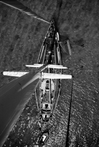 Elevated view of a man lying on a yacht