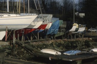 The Elephant Boatyard on the River Hamble, UK. It was the location for a famous TV drama series called Howards Way in which one of the characters called Abbie was based on the photographer Kos