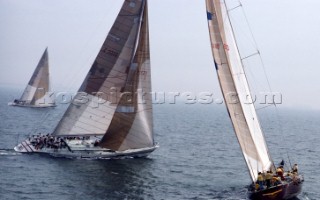 Condor and UBS Switzerland during the Seahorse Maxi Series lead into Whitbread Round the World Race 1986 (now known as the Volvo Ocean Race)