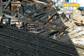 GREENWICH, ENGLAND - MAY 23rd:  First pictures of the fire damage below deck onboard the Cutty Sark, the worlds last remaining Tea Clipper ship, after it was destroyed by fire on May 21st 2007. Police forensic teams continue to investigate the cause. The Cutty Sark Restoration Trust will raise money to rebuild the ship.