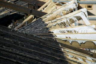 GREENWICH, ENGLAND - MAY 23rd:  First pictures of the fire damage below deck onboard the Cutty Sark, the worlds last remaining Tea Clipper ship, after it was destroyed by fire on May 21st 2007. Police forensic teams continue to investigate the cause. The Cutty Sark Restoration Trust will raise money to rebuild the ship.