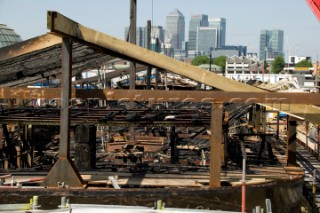 GREENWICH, ENGLAND - MAY 23rd:  First pictures of the fire damage below deck onboard the Cutty Sark, the worlds last remaining Tea Clipper ship, after it was destroyed by fire on May 21st 2007. Police forensic teams continue to investigate the cause. The Cutty Sark Restoration Trust will raise money to rebuild the ship.