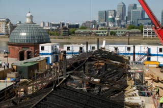 GREENWICH, ENGLAND - MAY 23rd:  First pictures of the fire damage below deck onboard the Cutty Sark, the worlds last remaining Tea Clipper ship, after it was destroyed by fire on May 21st 2007. Police forensic teams continue to investigate the cause. The Cutty Sark Restoration Trust will raise money to rebuild the ship.