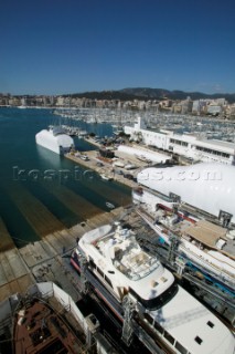 Superyacht maintenance shipyard in Palma, Majorca.