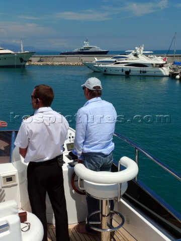 Owner helms superyacht with guests onboard in the Mediterranean