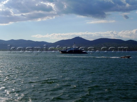 Superyacht anchored in the Mediterranean