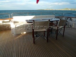 Dining area onboard superyacht in the Mediterranean