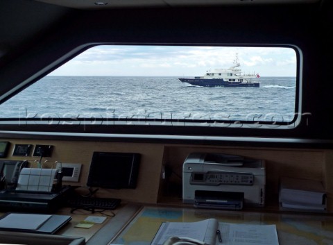 Superyacht navigation area on the bridge in the Mediterranean