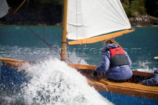 Salcombe Yawls planning and surfing downwind during racing at the Salcombe Regatta Week 2011, Devon, UK