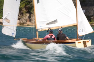 Salcombe Yawls planning and surfing downwind during racing at the Salcombe Regatta Week 2011, Devon, UK