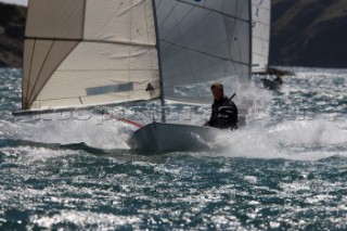 Dinghies planning downwind during racing at the Salcombe Regatta Week 2011, Devon, UK