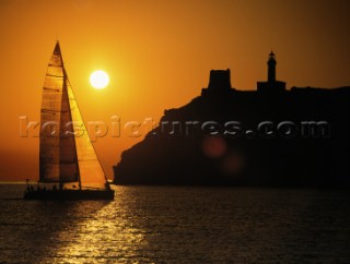 Sunrise at La Giraglia Rock during the Rolex Giraglia Race