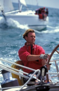 Helmsman Chris Savage onboard the Swan 51 Formosa