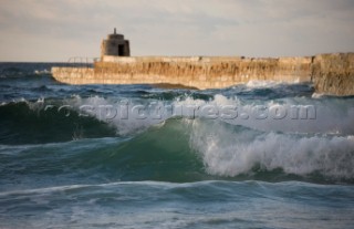 Body Boarding in the surf on the beach in St Ives in Cornwall, UK.