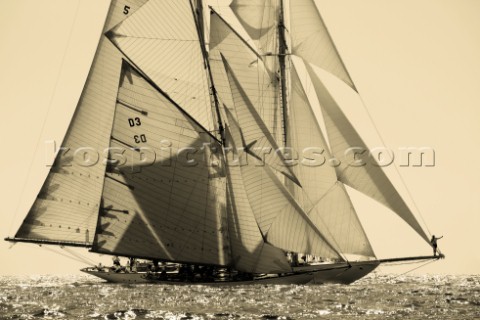 Sepia of classic yachts Tuiga and Elenora