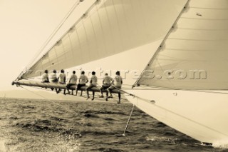 Sepia of classic yacht Elena