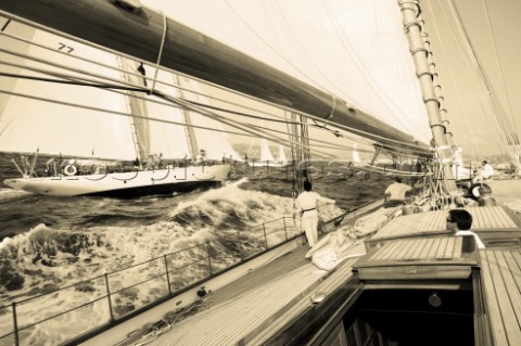 Sepia of classic yacht Eleonora