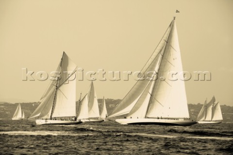 Sepia of classic yacht Cambria