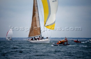 Round the Island Race 1991 - Isle of Wight, UK. Each year 1,500 yachts compete in this annual fleet regatta.