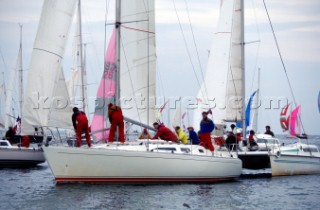 Round the Island Race 1991 - Isle of Wight, UK. Each year 1,500 yachts compete in this annual fleet regatta.