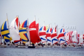 Round the Island Race 1991 - Isle of Wight, UK. Each year 1,500 yachts compete in this annual fleet regatta.