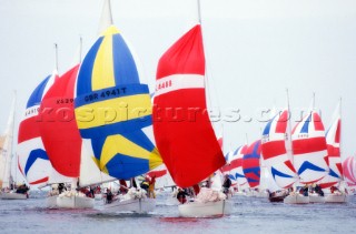 Round the Island Race 1991 - Isle of Wight, UK. Each year 1,500 yachts compete in this annual fleet regatta.