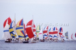 Round the Island Race 1991 - Isle of Wight, UK. Each year 1,500 yachts compete in this annual fleet regatta.