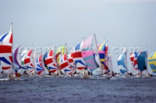 Round the Island Race 1991 - Isle of Wight, UK. Each year 1,500 yachts compete in this annual fleet regatta.