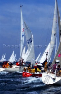 Round the Island Race 1991 - Isle of Wight, UK. Each year 1,500 yachts compete in this annual fleet regatta.