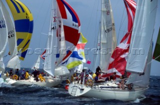 Round the Island Race 1991 - Isle of Wight, UK. Each year 1,500 yachts compete in this annual fleet regatta.