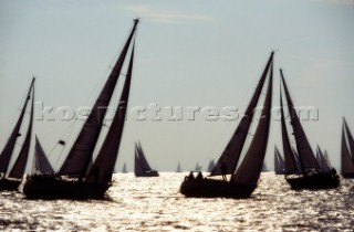 Round the Island Race 1991 - Isle of Wight, UK. Each year 1,500 yachts compete in this annual fleet regatta.